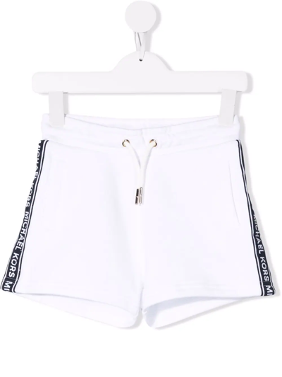 Shop Michael Kors Logo Stripe Shorts In White