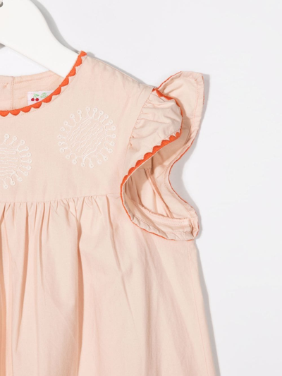 Shop Bonpoint Embroidered-trim Detail Dress In Neutrals
