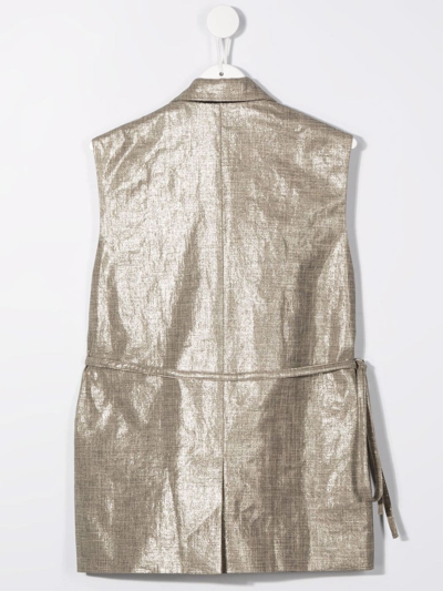 Shop Brunello Cucinelli Teen Double-breasted Gilet In Gold