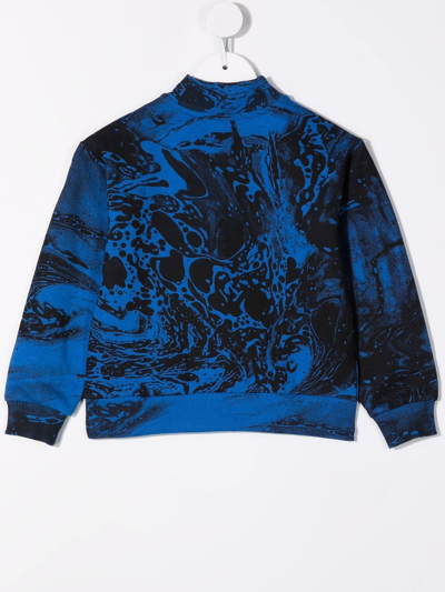 Shop Calvin Klein Marbled Logo Half-zip Sweatshirt In Blue