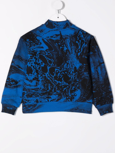 Calvin Klein Marbled Logo Half-zip Sweatshirt In Blue