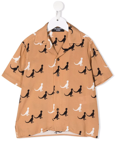 Shop Neil Barrett Dinosaur-print Short-sleeve Shirt In Neutrals