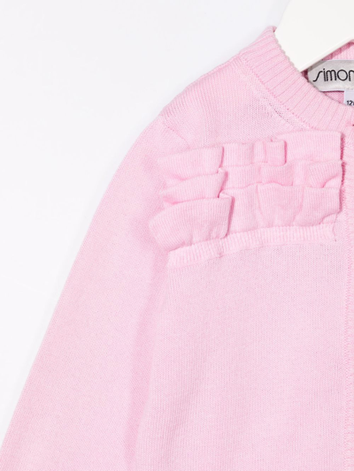 Shop Simonetta Cotton Ruffle-trim Cardigan In Pink