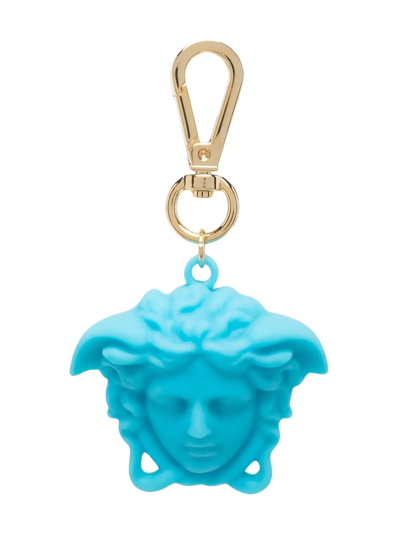 Shop Versace Medusa Pendant Keyring In Blue