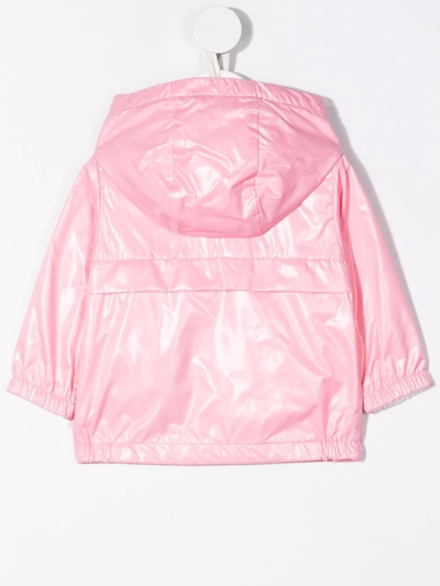 Shop Moncler Logo Zipped Hooded Jacket In Pink