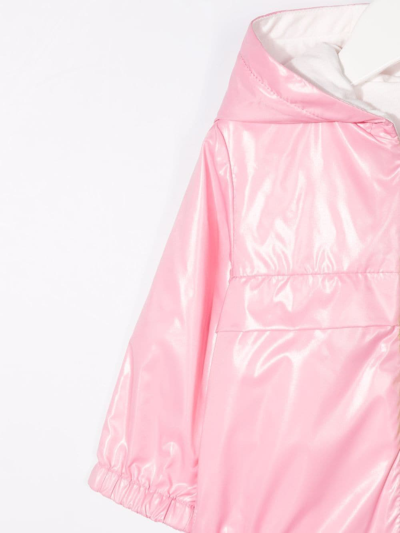 Shop Moncler Logo Zipped Hooded Jacket In Pink