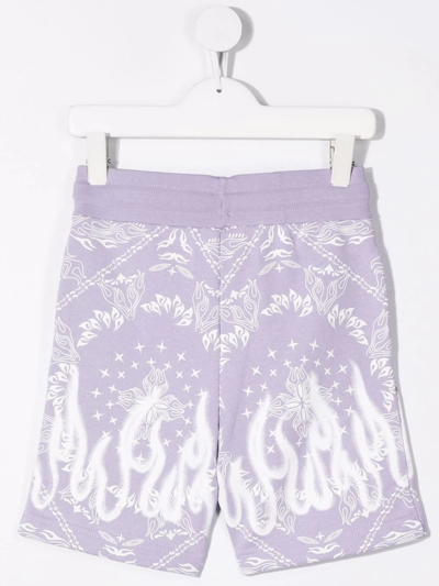 Shop Vision Of Super Fire Bandana-print Track Shorts In Purple