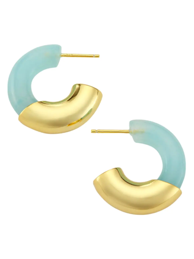 Shop Lizzie Fortunato Women's Infinity 18k Gold-plated & Acrylic Hoop Earrings In Blue