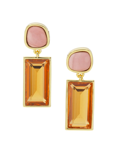 Shop Lizzie Fortunato Women's 18k Gold-plated, Pink Opal & Citrine Quartz Column Earrings