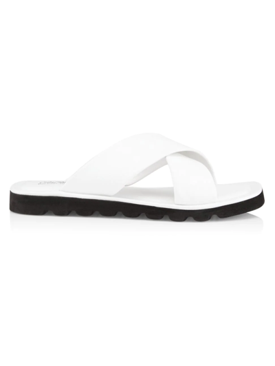 Shop Saks Fifth Avenue Women's Criss Cross Leather Sandals In White