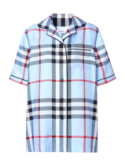 Shop Burberry Tierney Check Shirt In Pale Blue Check