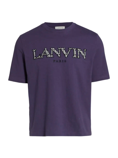 Shop Lanvin Men's Logo Cotton T-shirt In Aged Purple