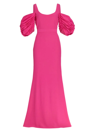 Shop Alexander Mcqueen Women's Draped Puff-sleeve Gown In Bobby Pink