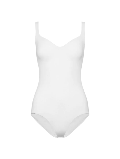 Shop Wolford Women's Formfitting Sleeveless V-neck Bodysuit In White