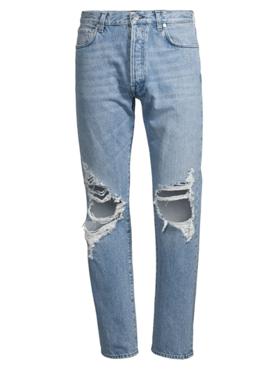 Shop Blk Dnm Distressed Slim-fit Straight-leg Jeans In Trinity Blue Ripped