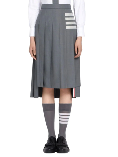 Shop Thom Browne Women's Step-hem Pleated Midi-skirt In Medium Grey
