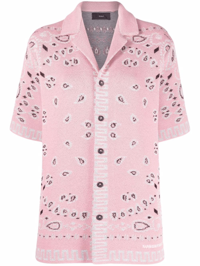 Shop Alanui Cotton Piquet Bandana Shirt Light Pink M In Mixed Colours