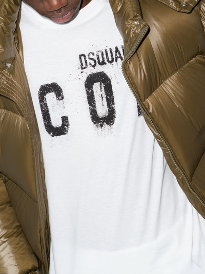 Shop Dsquared2 D2 Spray Logo Icon Ss Tee Wht In Mixed Colours