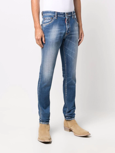 Dsquared2 Stonewashed Skinny Jeans In Oituz Blk Redgd