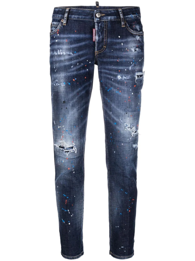 Shop Dsquared2 Paint-splatter Effect Jeans In Mixed Colours