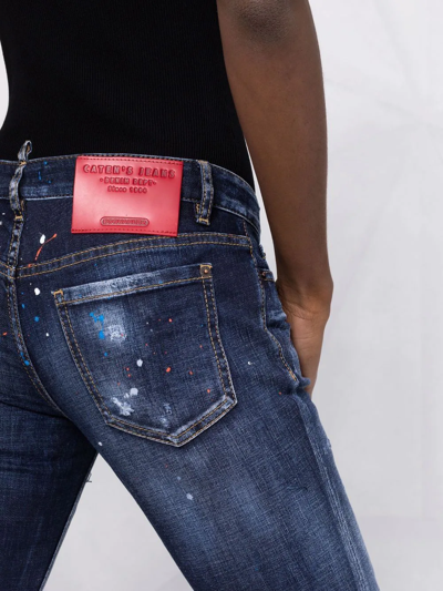 Shop Dsquared2 Paint-splatter Effect Jeans In Mixed Colours