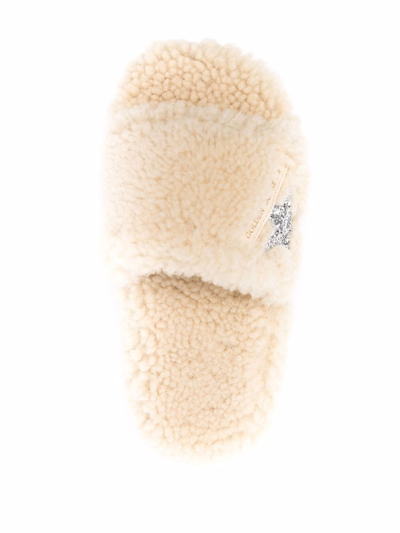 Shop Golden Goose Poolstar Shearling Slides In Cuoio