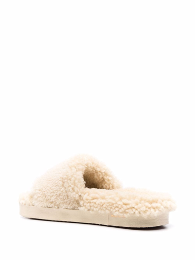 Shop Golden Goose Poolstar Shearling Slides In Cuoio