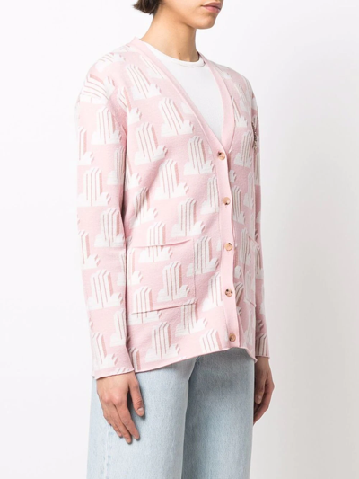Shop Lanvin Monogram-pattern Knitted Cardigan In White