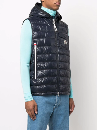 Shop Moncler Logo-patch Padded Gilet In White/silver