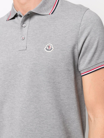 Shop Moncler Piqué Logo-patch Polo Shirt In White
