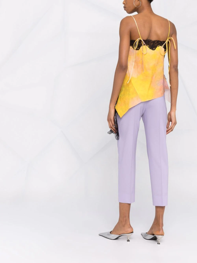 Shop Msgm Cropped Tailored Trousers In Mixed Colours