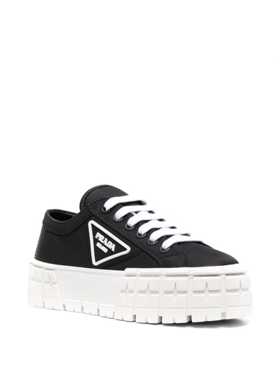 Shop Prada Double Wheel Sneakers In Black