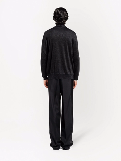 Shop Prada Knitted Polo Shirt In Black