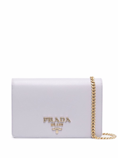 Shop Prada Logo-plaque Saffiano Leather Mini Bag In Black