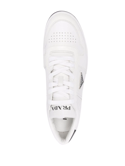 Shop Prada Logo-plaque Lace-up Trainers In Black