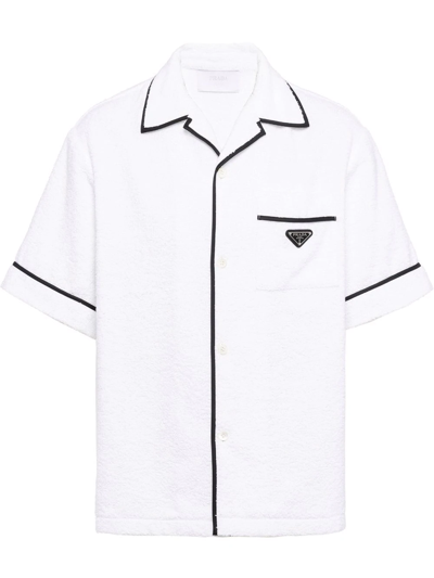 Shop Prada Logo-plaque Short-sleeve Shirt In Black