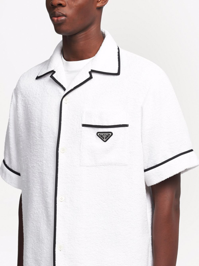 Shop Prada Logo-plaque Short-sleeve Shirt In Black