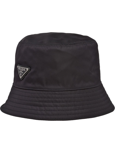 Shop Prada Re-nylon Logo Bucket Hat In Light Blue