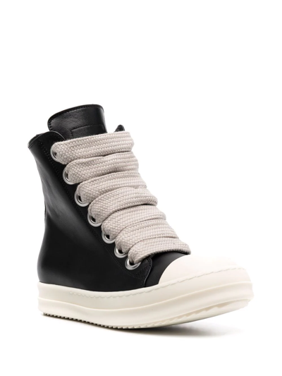 Rick Owens Black Jumbo Lace High Sneakers In Natural | ModeSens