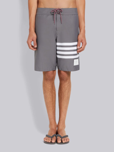 Shop Thom Browne 4-bar Drawstring Waist Board Short In Black