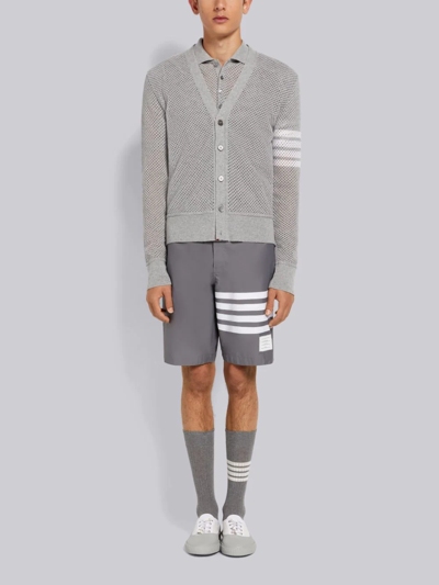 Shop Thom Browne 4-bar Drawstring Waist Board Short In Black