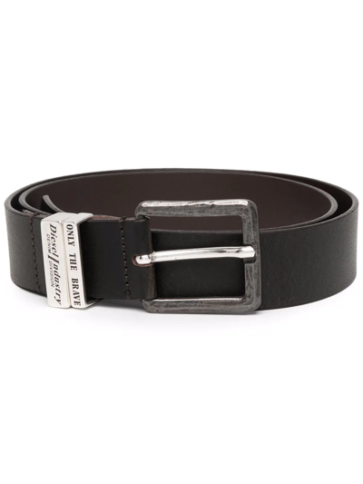 Shop Diesel B-guarantee-a Leather Belt In Schwarz