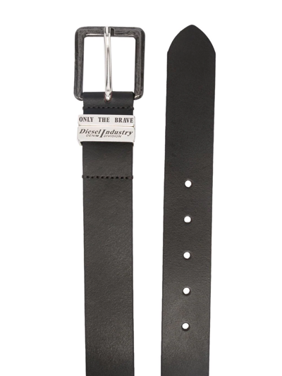 Diesel 3.5cm B-guarantee Leather Belt In Schwarz