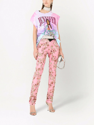 Dolce & Gabbana Crystal-embellished Leggings In Pink