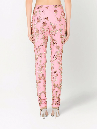 Dolce & Gabbana Crystal-embellished Leggings In Pink