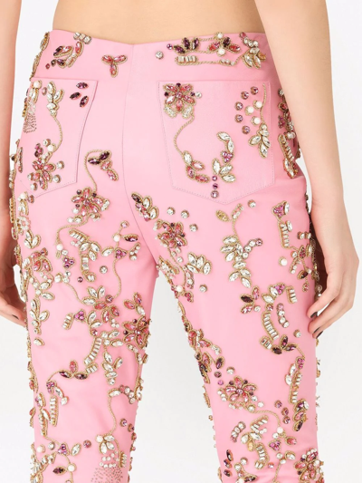 DOLCE & GABBANA EMBELLISHED LEATHER TROUSERS 