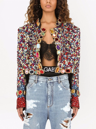 Dolce & Gabbana Mikado Evening Jacket With Embroidery In Black