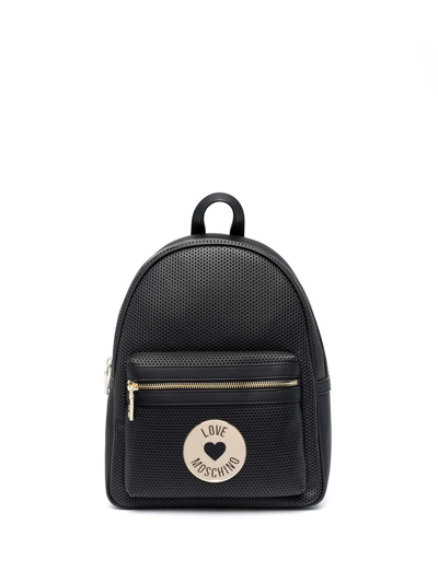 Shop Love Moschino Logo-plaque Backpack In Schwarz