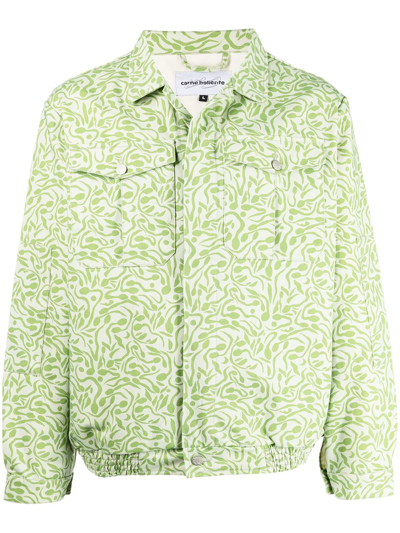 Shop Carne Bollente Abstract-print Button-down Jacket In Grün