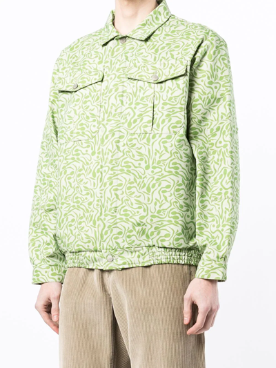 Carne Bollente Abstract-print Button-down Jacket In Grün